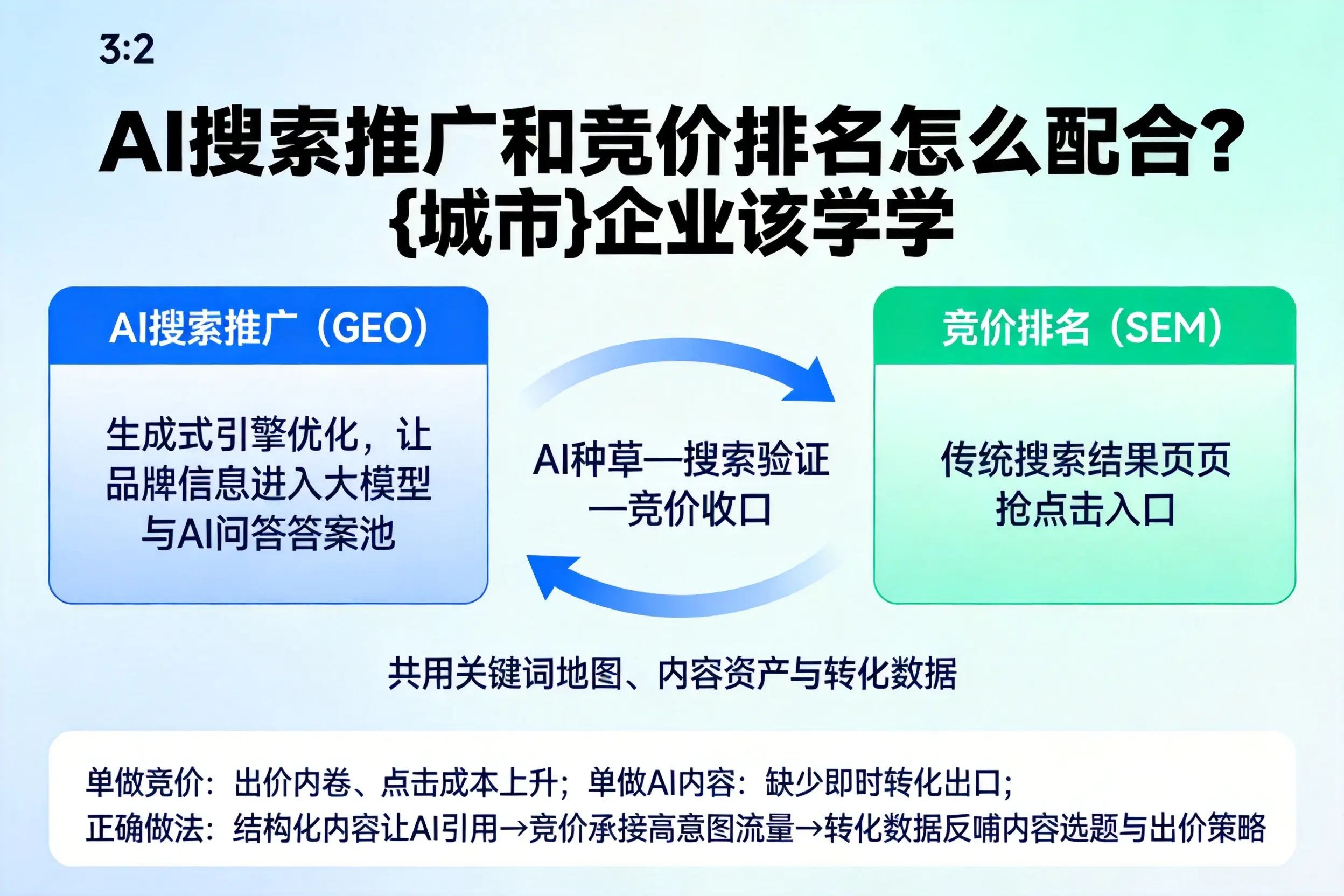 AI搜索推广和竞价排名怎么配合？松原企业该学学