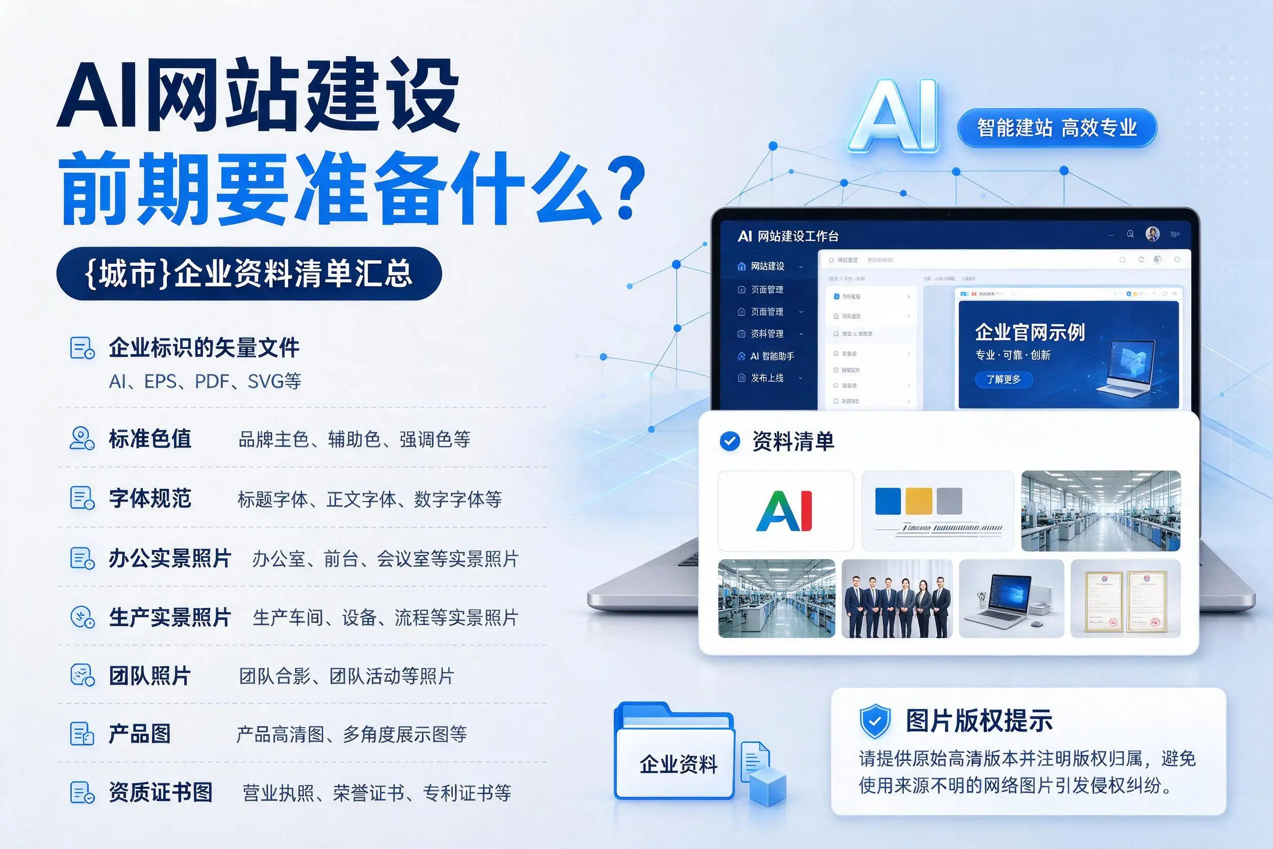 AI网站建设前期要准备什么?松原企业资料清单汇总